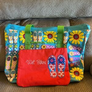 Floral Tote Bag - Multicolor with wet bag for your swimming suit